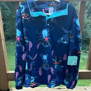 Blue Lilo & Stitch Fleece Pullover NWT Disney Unisex Large